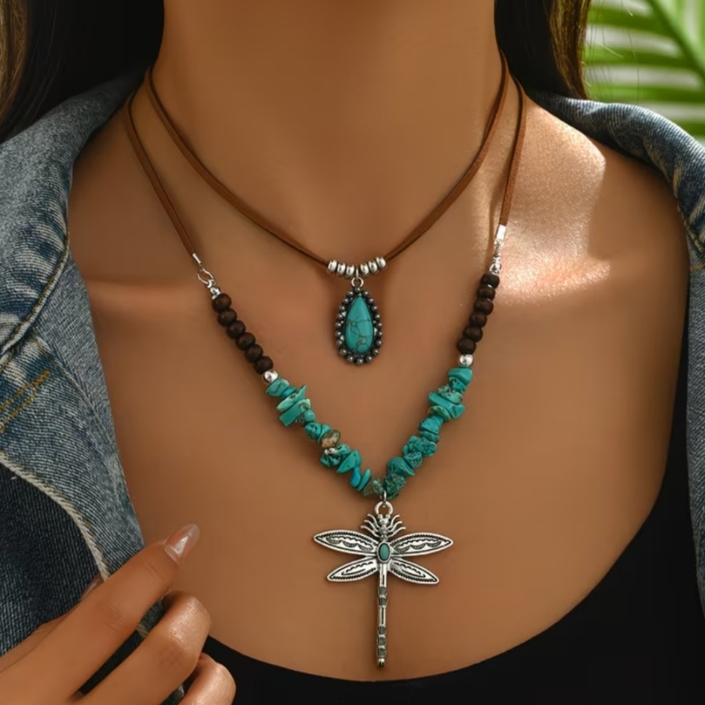 Turquoise Dragonfly Pendant Necklace